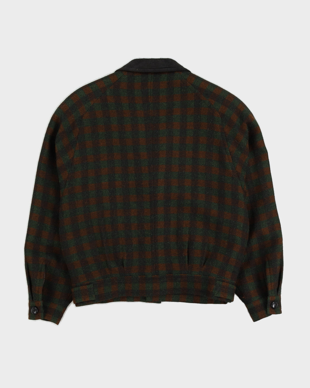 Brown And Green Checked Bomber Jacket - M
