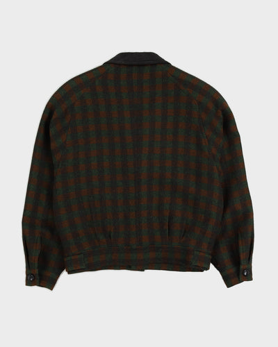 Brown And Green Checked Bomber Jacket - M