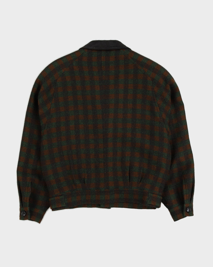 Brown And Green Checked Bomber Jacket - M