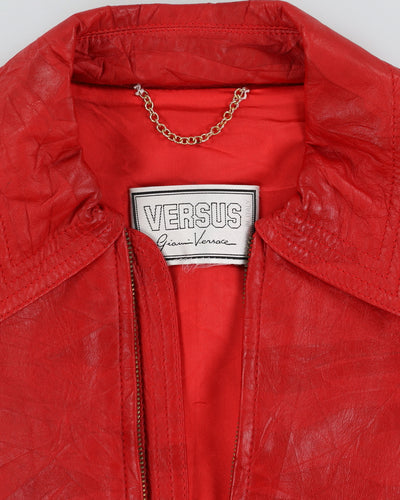 Versus Gianni Versace Red Leather Bomber Jacket - M