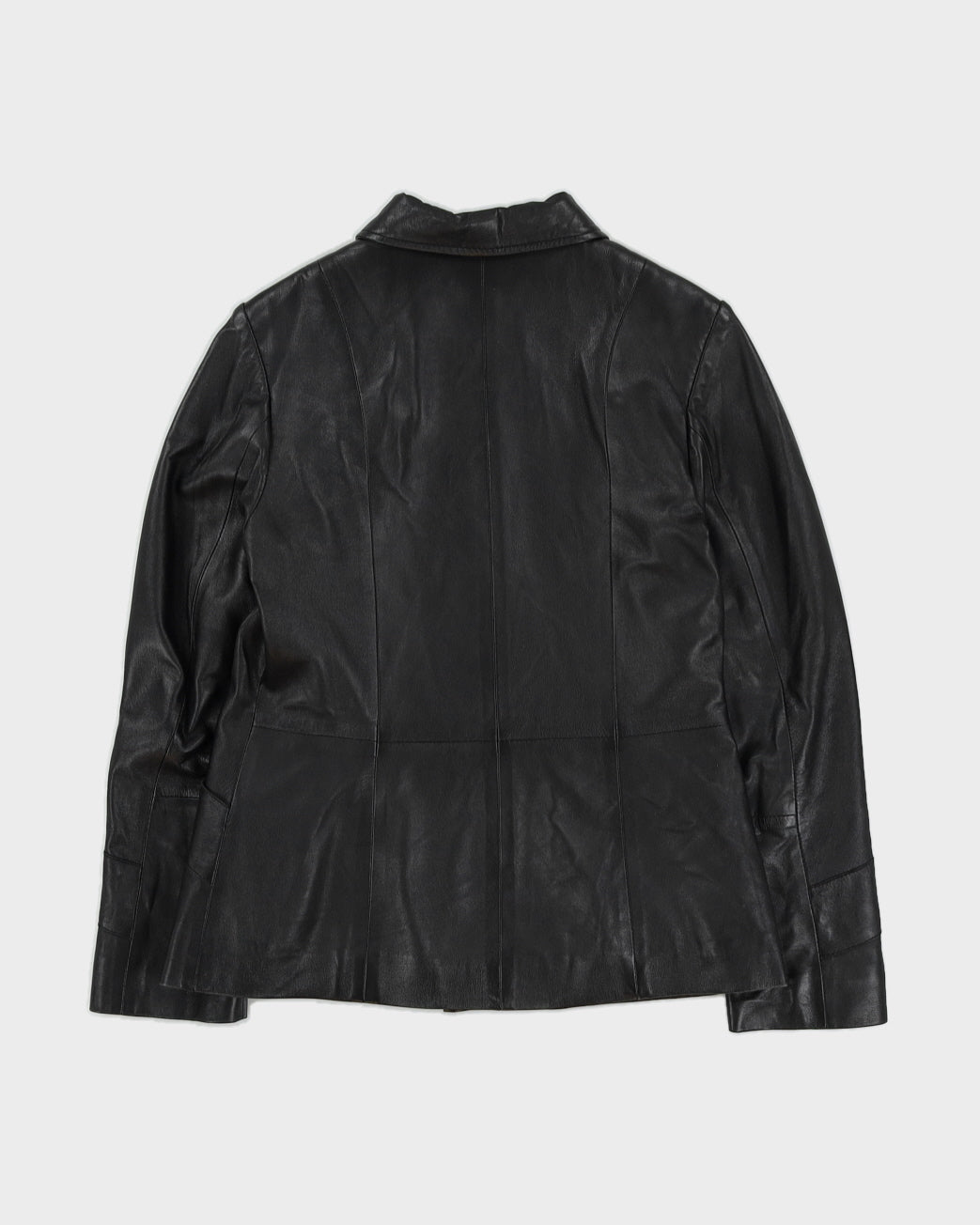 Black Leather Zip Jacket - S