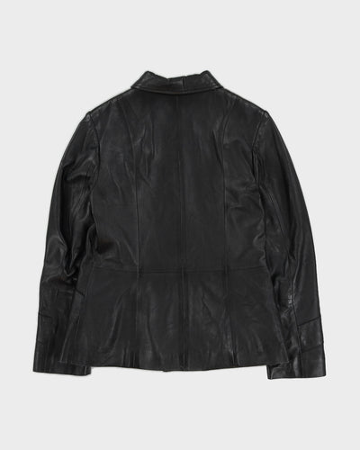 Black Leather Zip Jacket - S