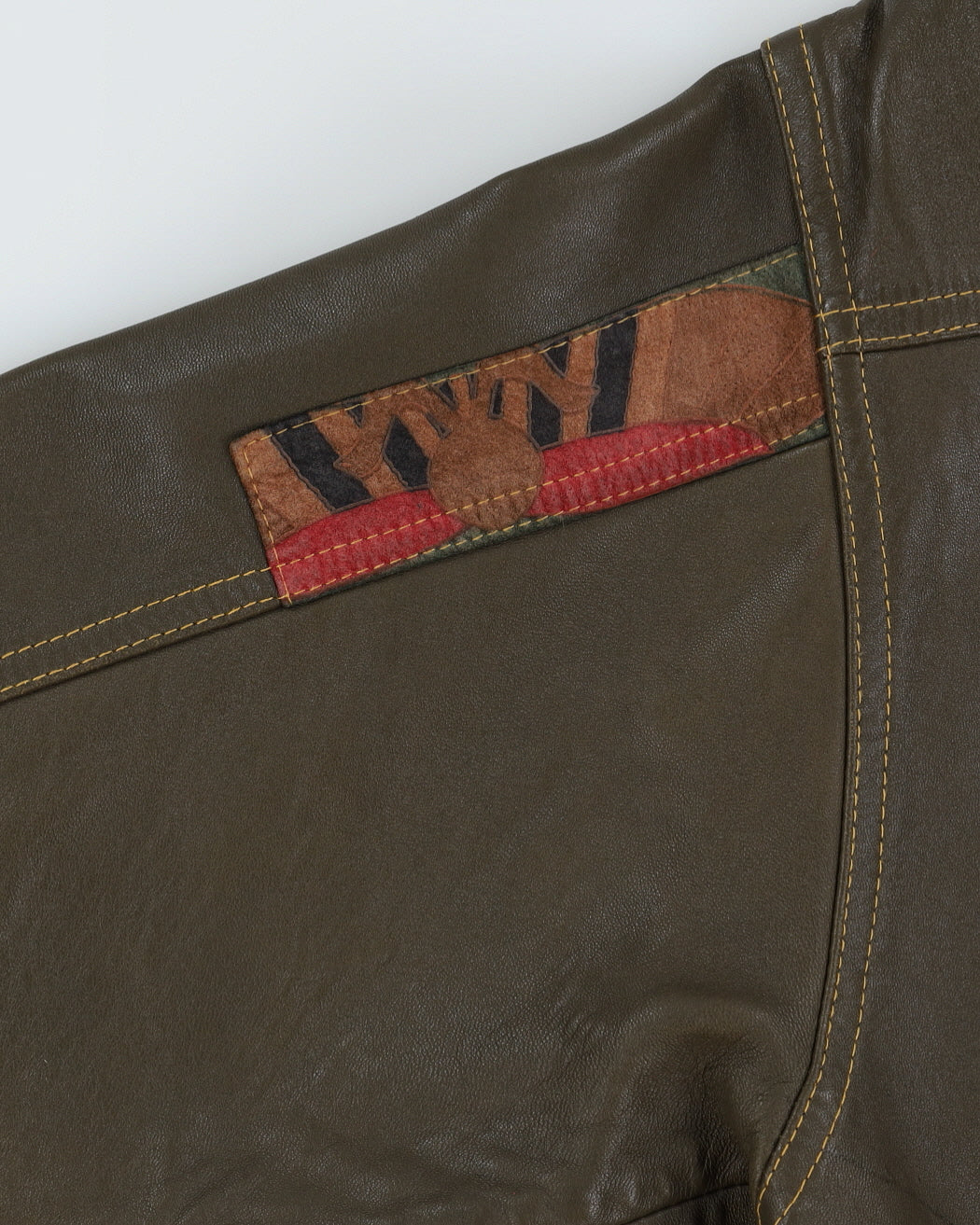 Green Leather Zip Jacket - S