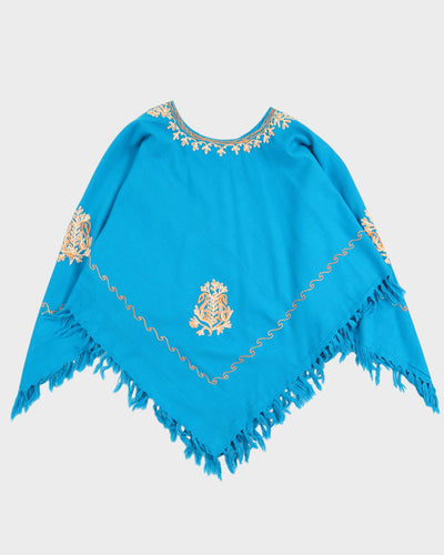 Blue Kashmiri Embroidered Poncho - S