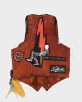 Brown Leather With Patches Waistcoat - S