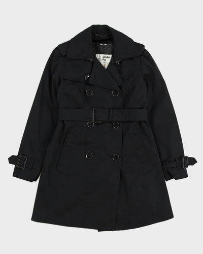 London Fog Black Mac Trench Coat - S