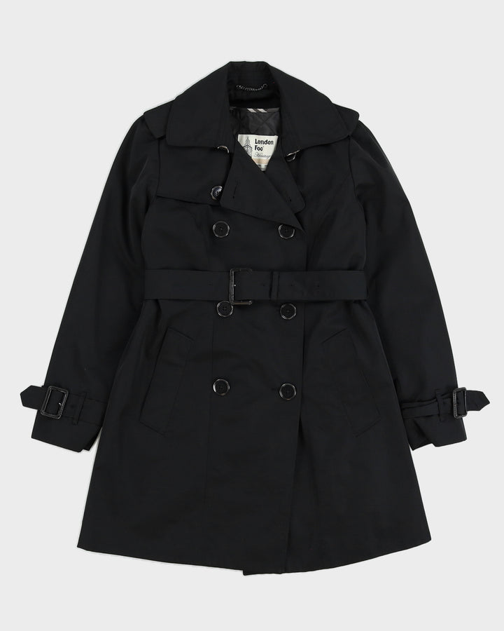 London Fog Black Mac Trench Coat - S
