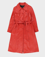 Vintage 1970s Red Leather Coat - S