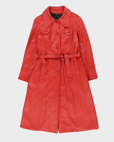 Vintage 1970s Red Leather Coat - S
