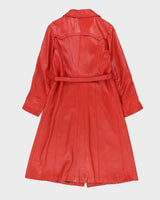 Vintage 1970s Red Leather Coat - S