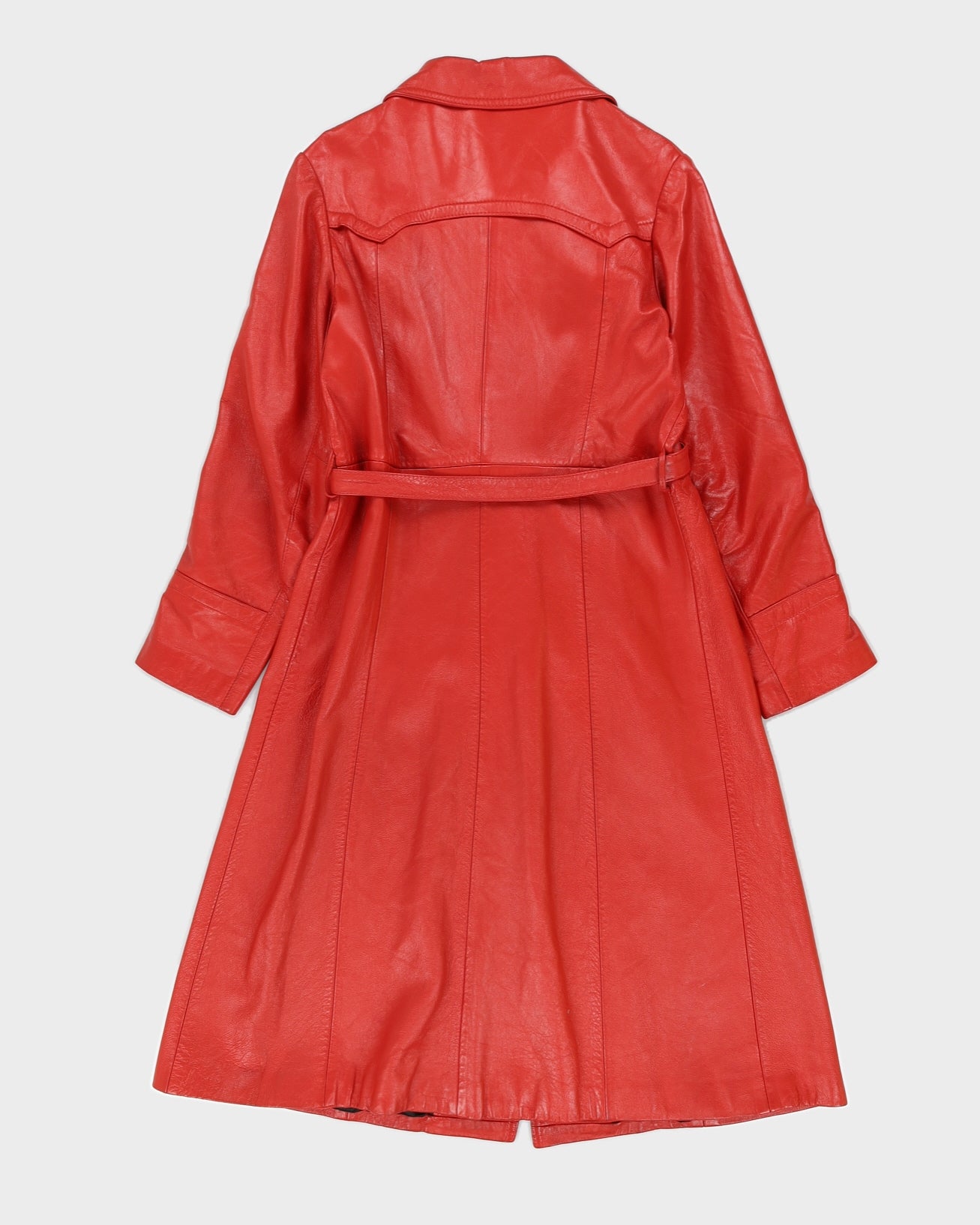 Vintage 1970s Red Leather Coat - S