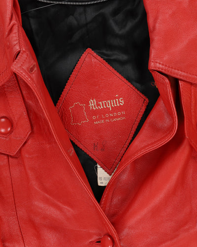 Vintage 1970s Red Leather Coat - S