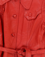 Vintage 1970s Red Leather Coat - S