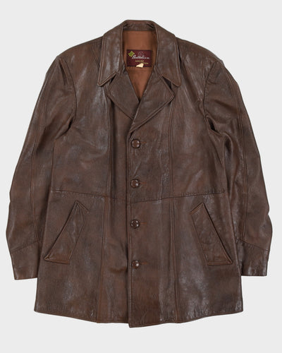 Vintage Brown Leather Coat - L
