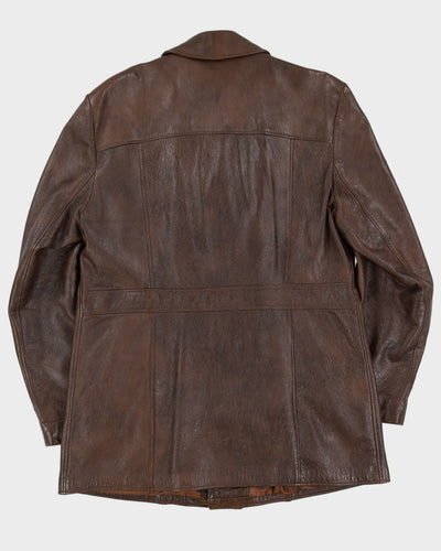 Vintage Brown Leather Coat - L