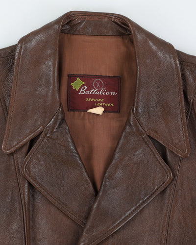 Vintage Brown Leather Coat - L