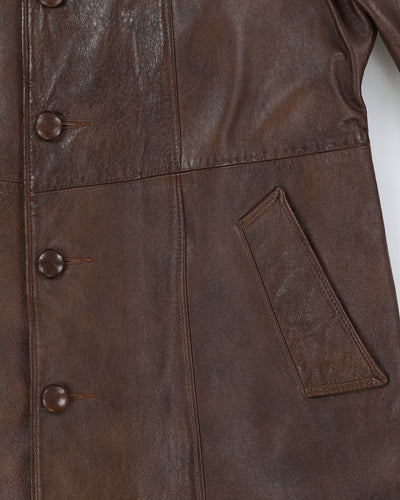Vintage Brown Leather Coat - L