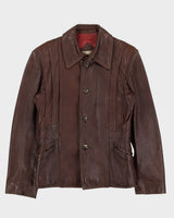 Vintage 70s Brown Leather Coat - L