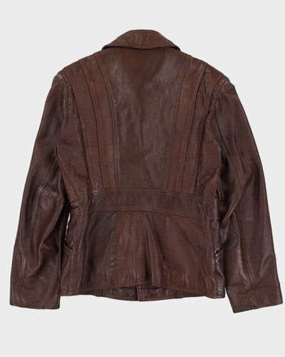 Vintage 70s Brown Leather Coat - L