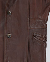 Vintage 70s Brown Leather Coat - L