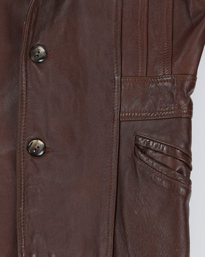 Vintage 70s Brown Leather Coat - L