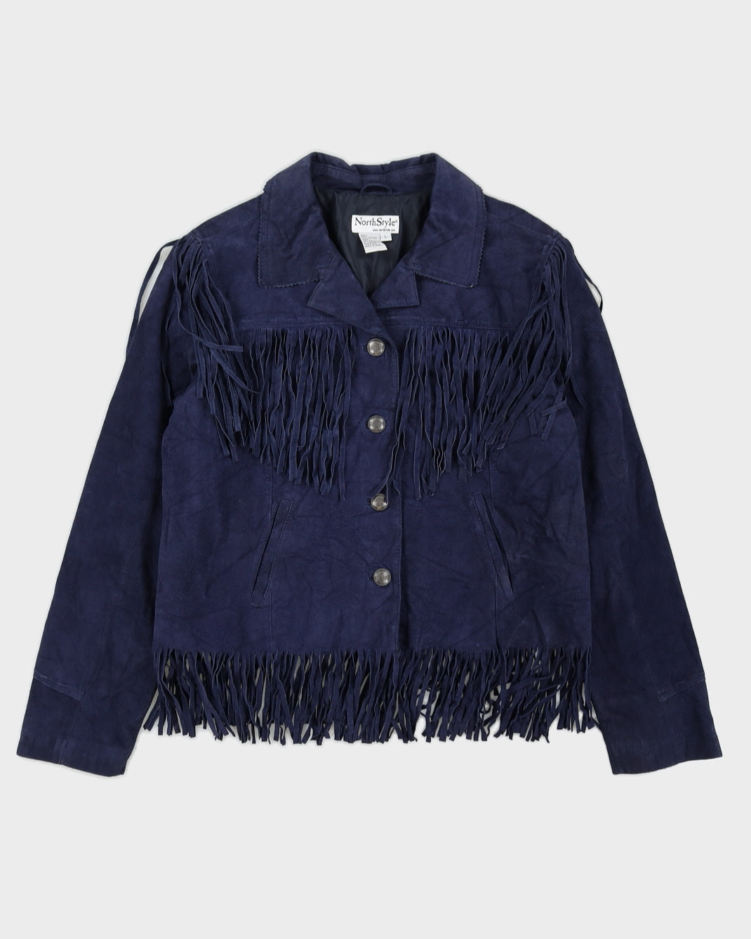 North Style Leather Tassel Jacket - L