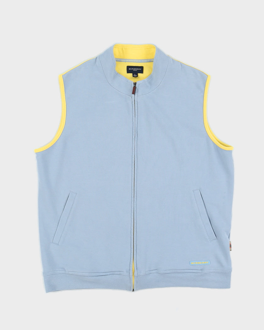 Y2K 00s Burberry Gold Blue Zip Up Vest - L