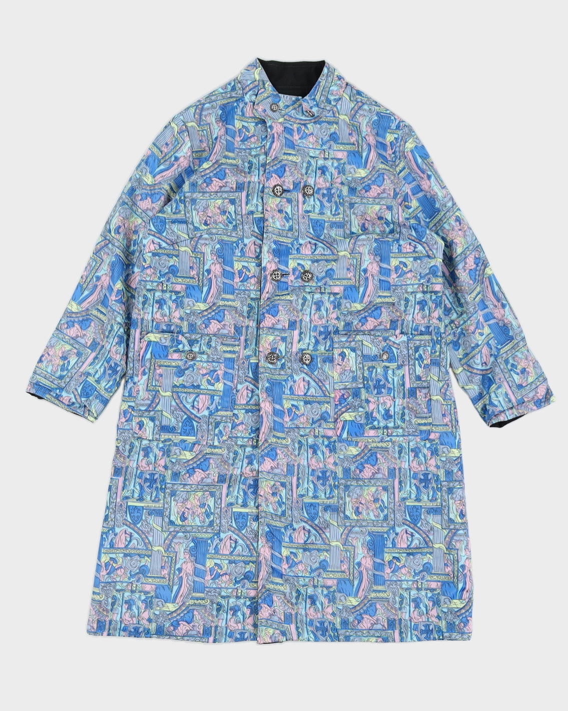 Women's Reversible Purple and Black Double Breasted Coat - M