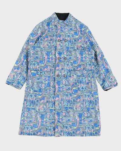 Women's Reversible Purple and Black Double Breasted Coat - M
