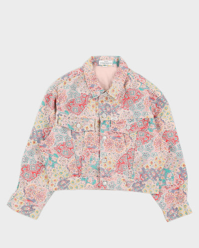 Vintage 90s Guess Cropped Floral Denim Jacket - M