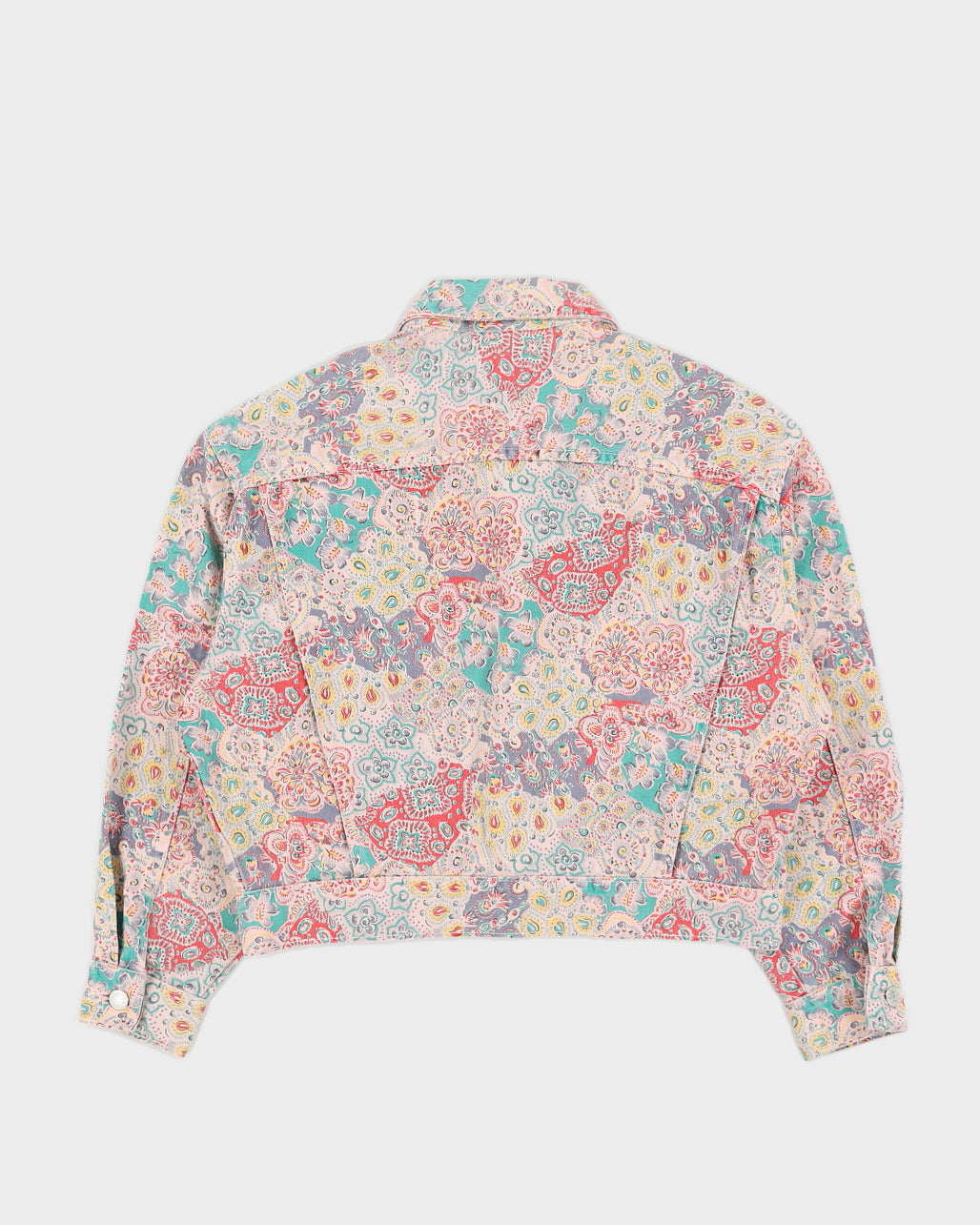 Vintage 90s Guess Cropped Floral Denim Jacket - M