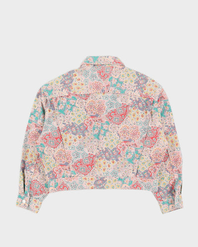 Vintage 90s Guess Cropped Floral Denim Jacket - M