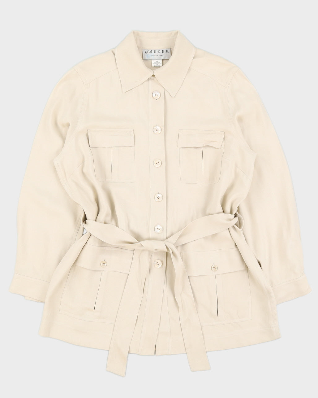 Vintage Jaegar Beige Shirt With Belt - L