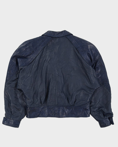 1990s Blue Leather Jacket - M / L