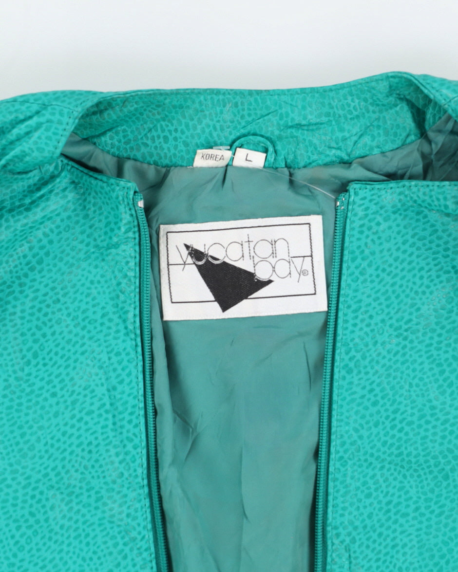 00s Green Leather Jacket - S