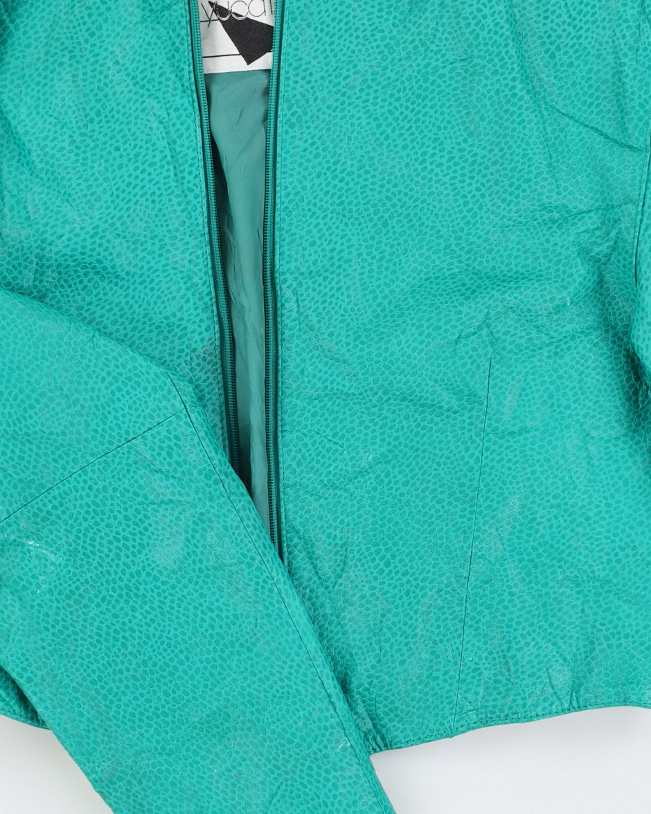 00s Green Leather Jacket - S