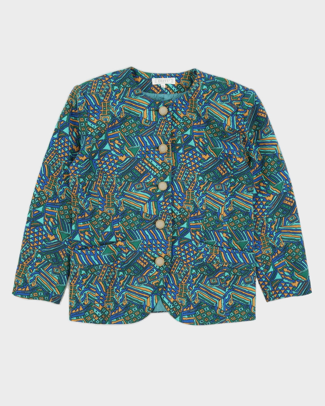 Green And Blue Patterned Blazer Jacket - L