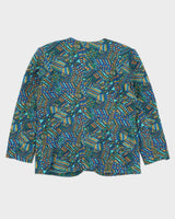 Green And Blue Patterned Blazer Jacket - L