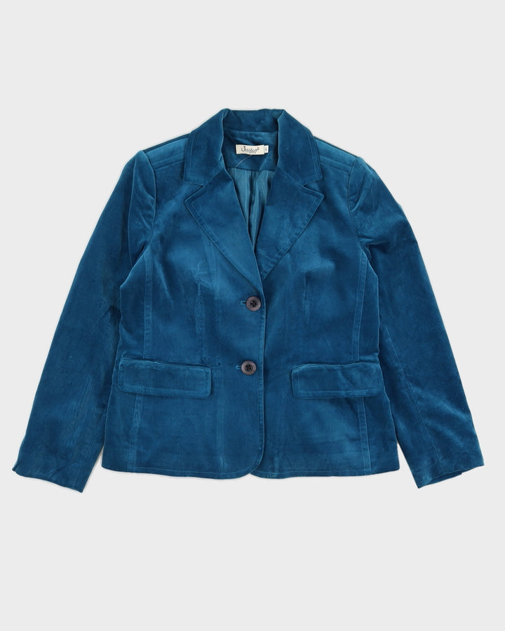 Aqua Blue Velvet Blazer Jacket - S