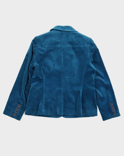 Aqua Blue Velvet Blazer Jacket - S