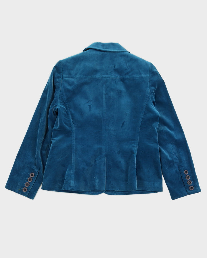 Aqua Blue Velvet Blazer Jacket - S