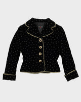 Black Velvet Floral Blazer Jacket - S