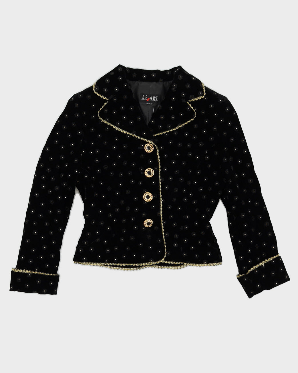 Black Velvet Floral Blazer Jacket - S
