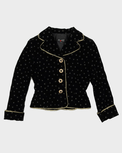 Black Velvet Floral Blazer Jacket - S