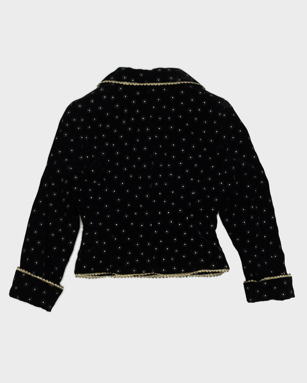 Black Velvet Floral Blazer Jacket - S