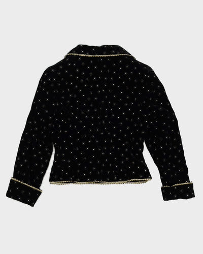 Black Velvet Floral Blazer Jacket - S