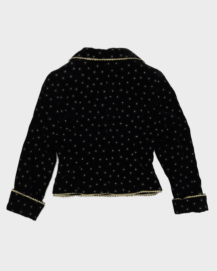 Black Velvet Floral Blazer Jacket - S