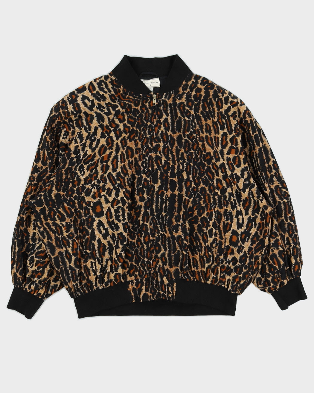 Leopard Print Silk Zip Jacket - XXL