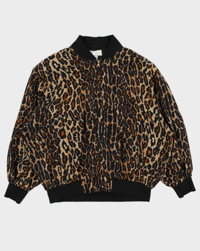 Leopard Print Silk Zip Jacket - XXL