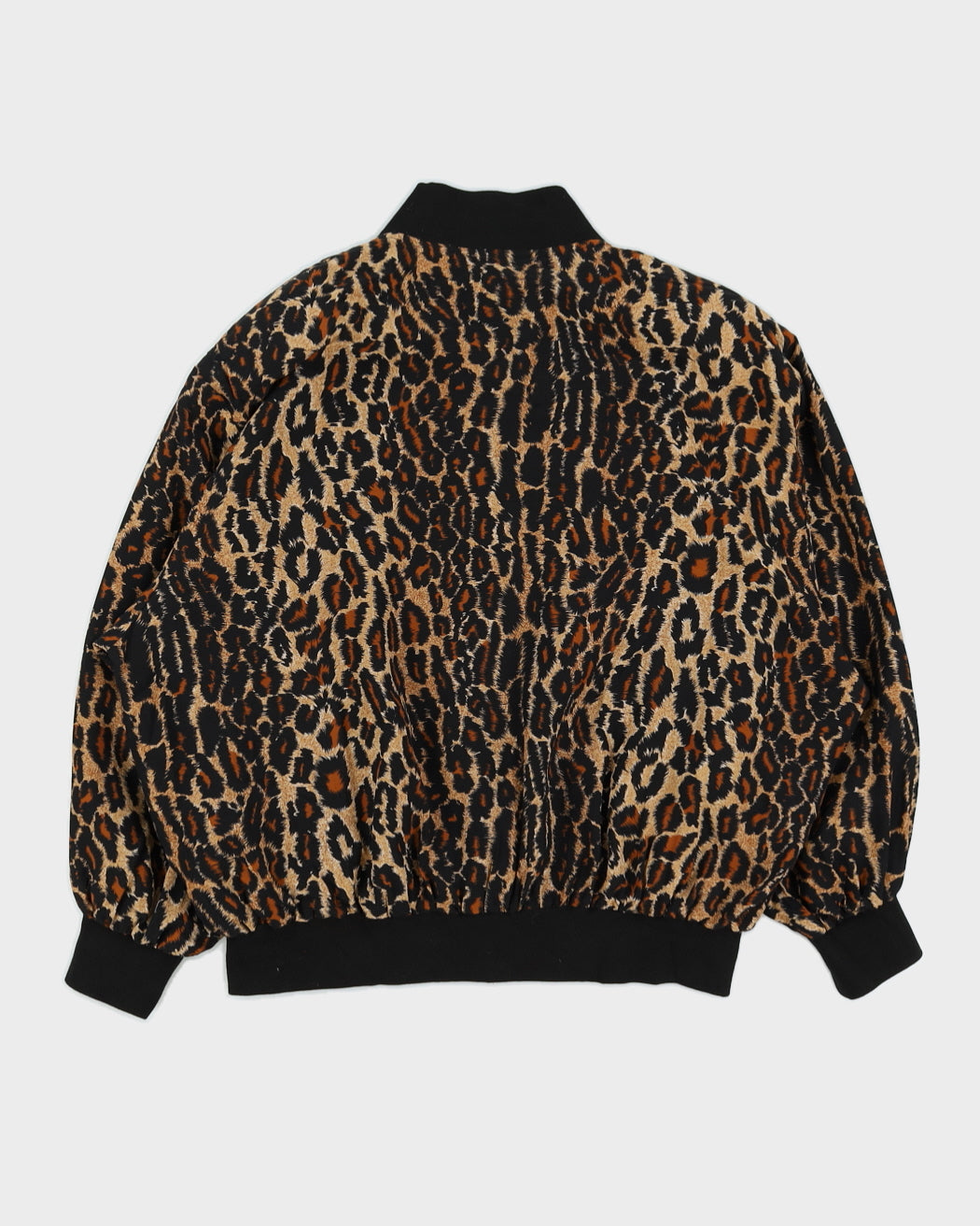 Leopard Print Silk Zip Jacket - XXL